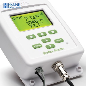 HANNA  pH&amp;전도도 측정기  수경재배용 양액 모니터 (인라인 설치용)  HI981421